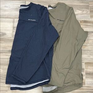 Columbia Men's Long Sleeve Shirts - Dark Blue and Khaki